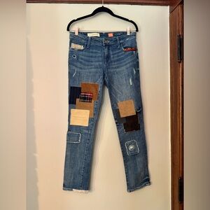Pilcro & The Letterpress BOHO Denim Patchwork Denim Jeans Hyphen Size 26